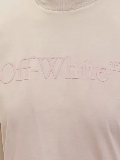 Off-white Cotton Crew Neck T-shirt In Pink