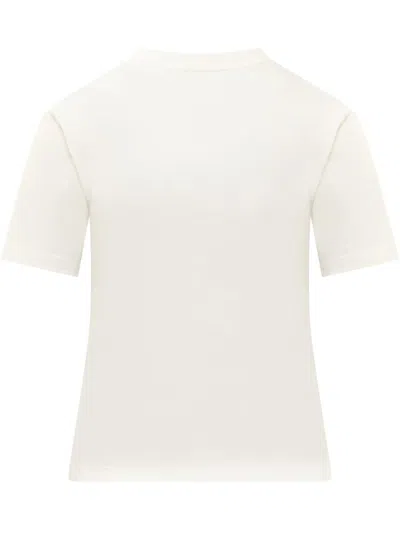Palm Angels White Fitted Crewneck T-shirt With Emboridered Logo In White