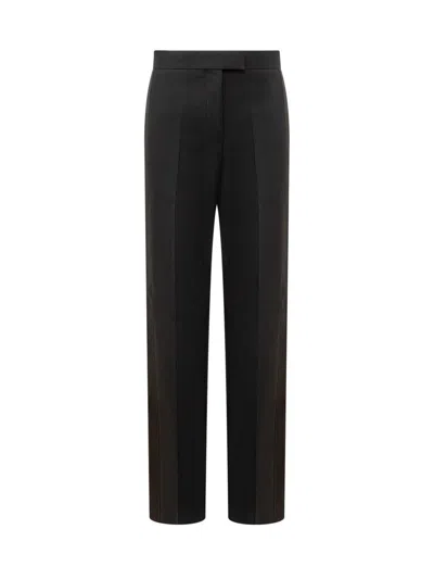 Ferragamo Black Stretched Pleated Trousers In Black
