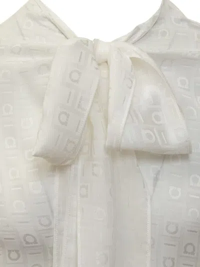 Ferragamo Salvatore  Silk Shirt With Logo In White