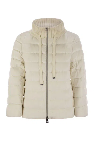 Herno Resort Hood In Dusty Velvet In White