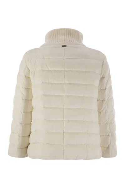Herno Resort Hood In Dusty Velvet In White
