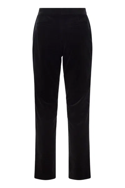 Fabiana Filippi Velvet-textured Regular Fit Trousers With Side Pockets In Black