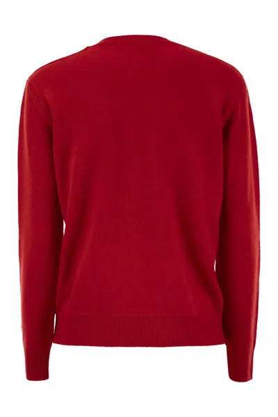 Mc2 Saint Barth Wool And Cashmere Blend Sweater With Embroidery Maracaibo In Red