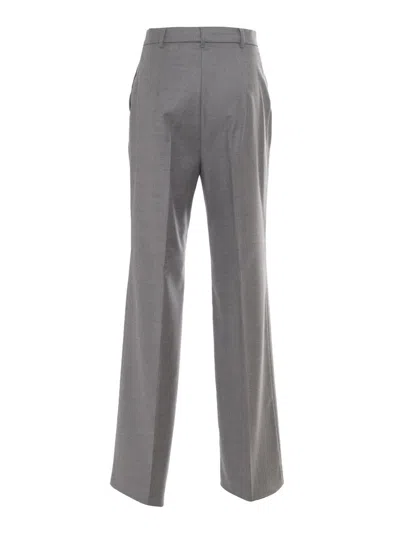 Max Mara Soraga Trousers In Virgin Wool In Gray