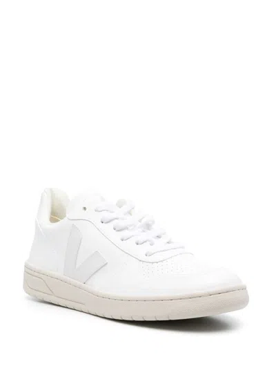 Veja White V-10 Lace-up Sneakers In White