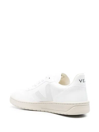 Veja White V-10 Lace-up Sneakers In White