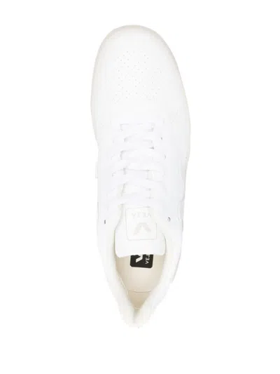Veja White V-10 Lace-up Sneakers In White