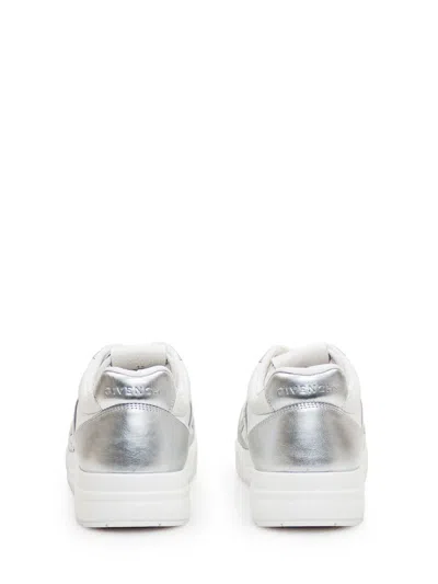 Givenchy White & Silver G4 Sneakers In Silver