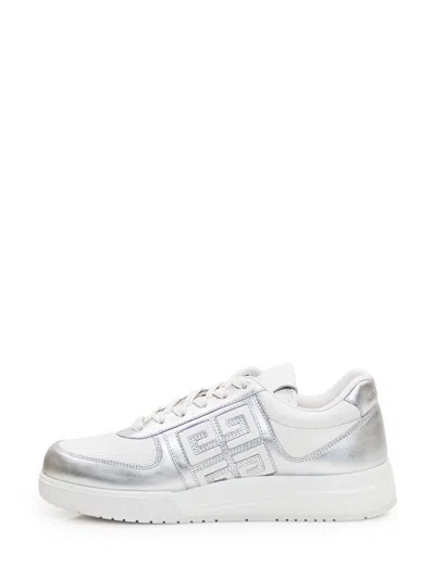 Givenchy White & Silver G4 Sneakers In Silver
