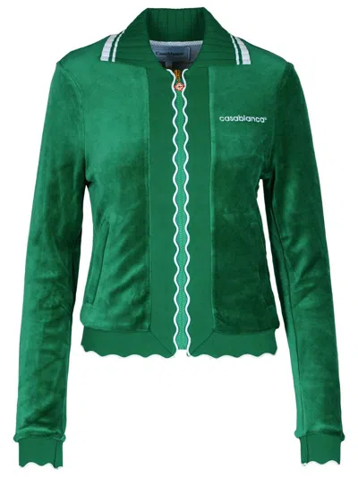 Casablanca Cotton Blend Sweatshirt Side Pockets In Green