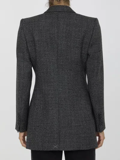 Dolce & Gabbana Anthracite Grey Tweed Double-breasted Jacket In Grey