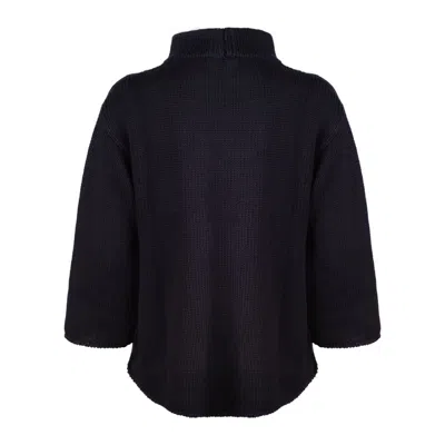 Baserange Base Blue Extra Fine Merino Wool Mock Neck Sweater In Blue