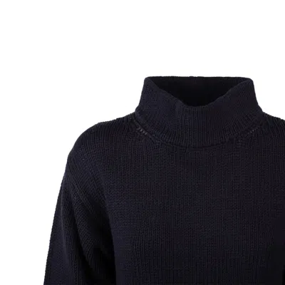 Baserange Base Blue Extra Fine Merino Wool Mock Neck Sweater In Blue