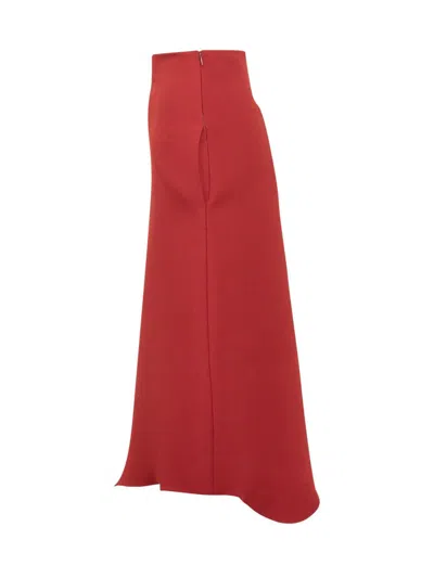 Calcaterra Wave Maxi Skirt In Red