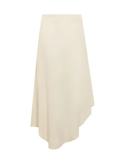 Calcaterra Wave Midi Skirt In Beige