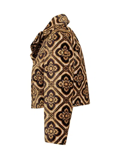 Etro Tapestry Patterned Cropped Velvet Jacket In Black