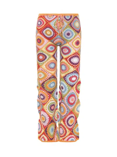 Mixik Embroidery Trousers In Orange