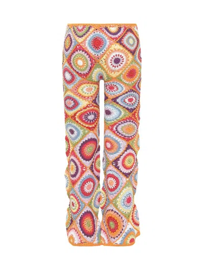 Mixik Embroidery Trousers In Orange