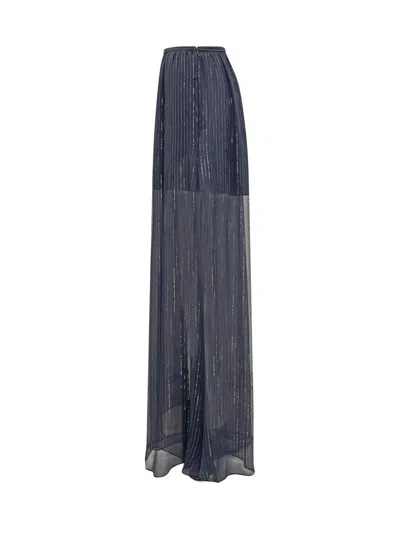 Rochas Metallic-threading Flared Trousers In Blue