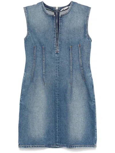 Stella Mccartney Denim Mini Dress In Vintage Blue Denim