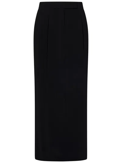 Max Mara Pleated Back-split Midi Skirt In Black