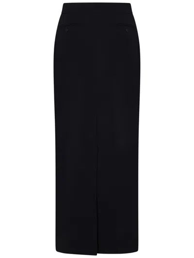 Max Mara Pleated Back-split Midi Skirt In Black