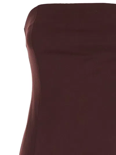 Semicouture Bordeaux Sleeveless Midi Dress With Bustier-style Neckline In Red
