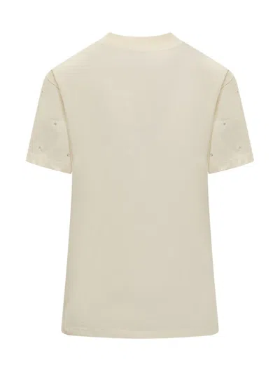 Msgm T-shirt With Logo In Beige