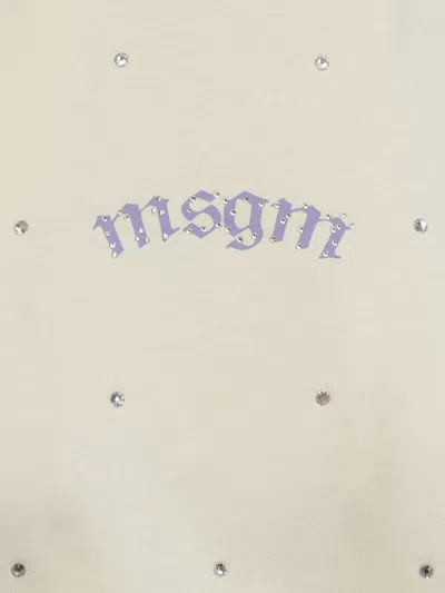 Msgm T-shirt With Logo In Beige