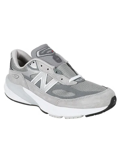 New Balance Grey Low Top Sneakers With Logo Detail In Suede And Tech Fabric Man In Grey