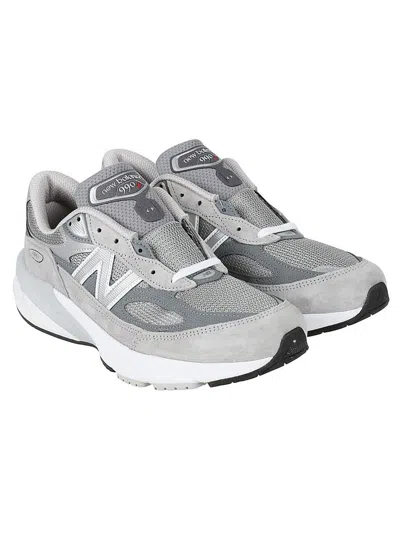New Balance Grey Low Top Sneakers With Logo Detail In Suede And Tech Fabric Man In Grey