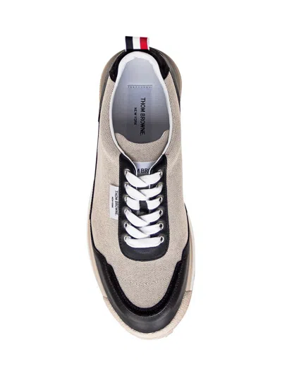 Thom Browne Cotton Alumni Trainer Rubber Sole In Beige