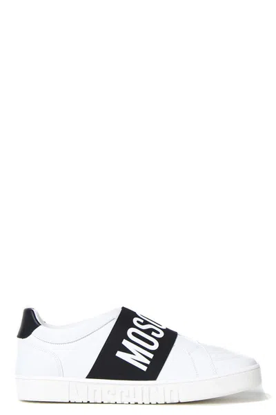 Moschino Black & White Slip-on Sneakers In White