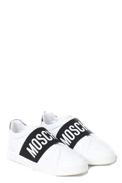 Moschino Black & White Slip-on Sneakers In White
