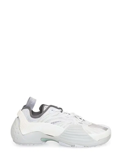Lanvin Flash-x Mesh Upper Sneakers With Textured Panels In White