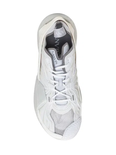 Lanvin Flash-x Mesh Upper Sneakers With Textured Panels In White