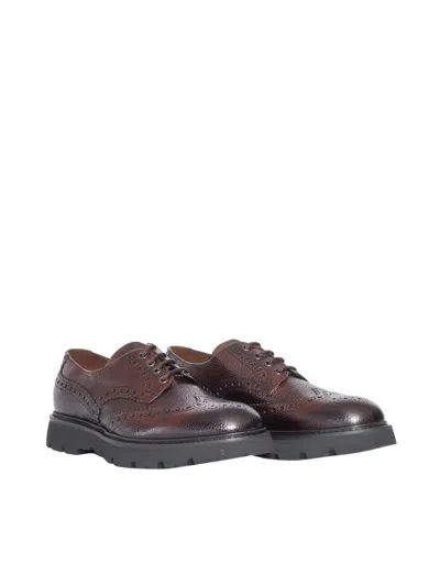 Doucal's Panelled Leather Brogues In Brown
