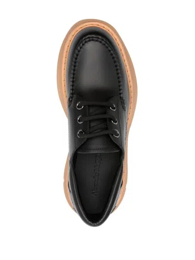 Alexander Mcqueen Leather Lace-up Shoes With Chunky Sole In Black