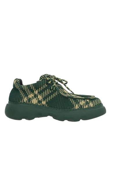 Burberry Embroidered Fabric Creeper Lace-up Shoes In Green