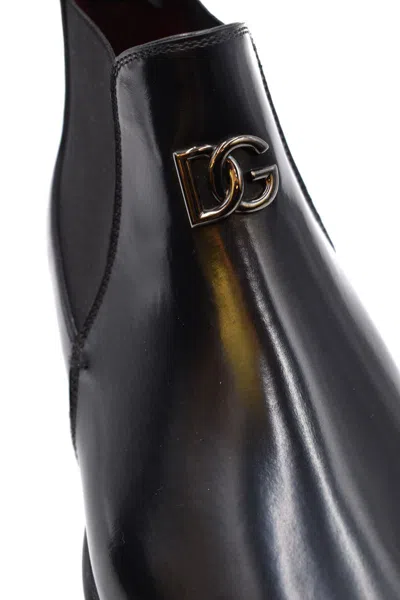 Dolce & Gabbana Side Panel Pointed Toe Ankle Boot In Black