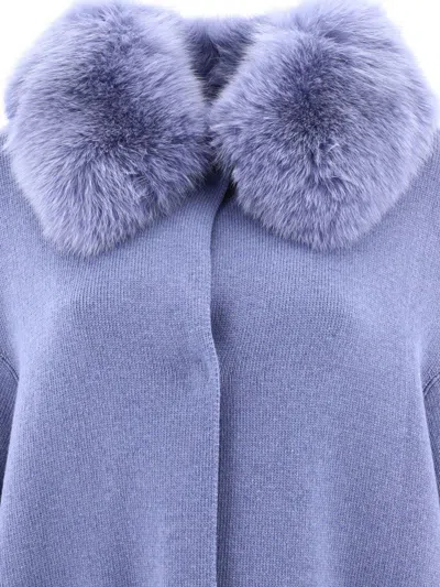 Giovi Elegant Mini Wool And Cashmere Jacket For Women In Blue