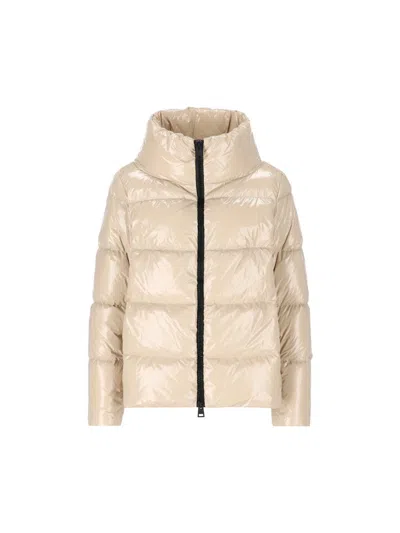 Herno Wool-trim Down Jacket In Beige