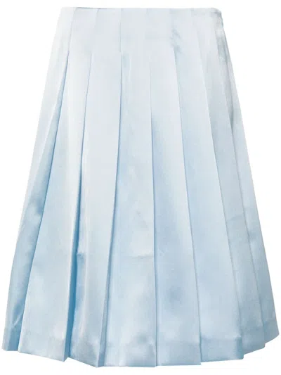 Self-portrait Blue Satin Midi Skirt Clothing In Multi