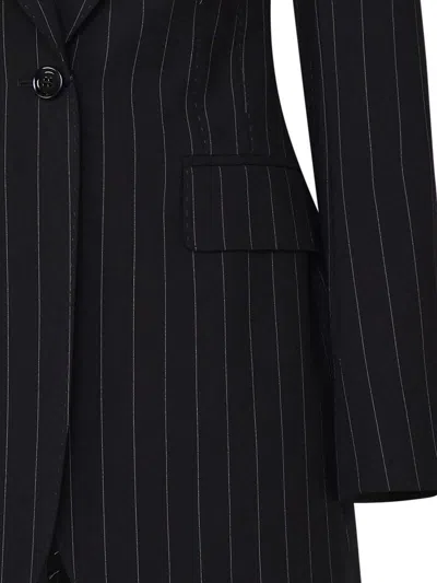 Dolce & Gabbana Pinstriped Single Button Blazer In Black Striped