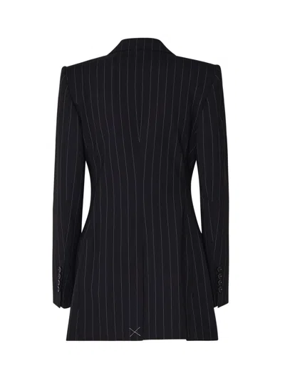 Dolce & Gabbana Pinstriped Single Button Blazer In Black Striped