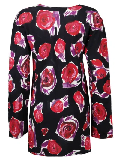 Marni Camicia Lunga Spinning Roses In Black