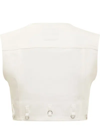 Courrèges Multiflex Cropped Denim Vest In White