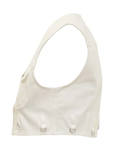 Courrèges Multiflex Cropped Denim Vest In White