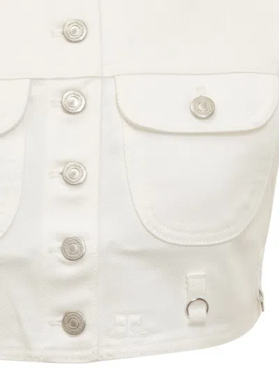 Courrèges Multiflex Cropped Denim Vest In White